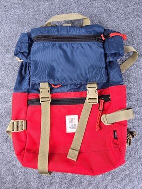 Topo Designs Rover Pack Classic - Navy & Red Colorblock Daypack - 20L